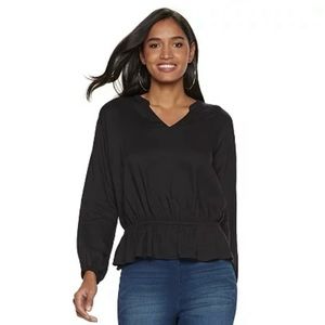 Jennifer Lopez black Twill Peplum Top